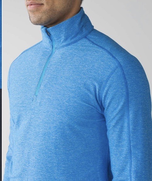 Lululemon Surge Mens Sz Medium Heathered Kayak Blue Warm 1/2 Zip Long Sleeve Run gallery