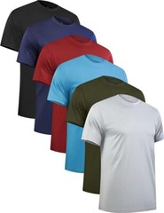 6 Pack Workout Shirts for Men Short Sleeve Athletic Quick Dry Crew Neck (Large)