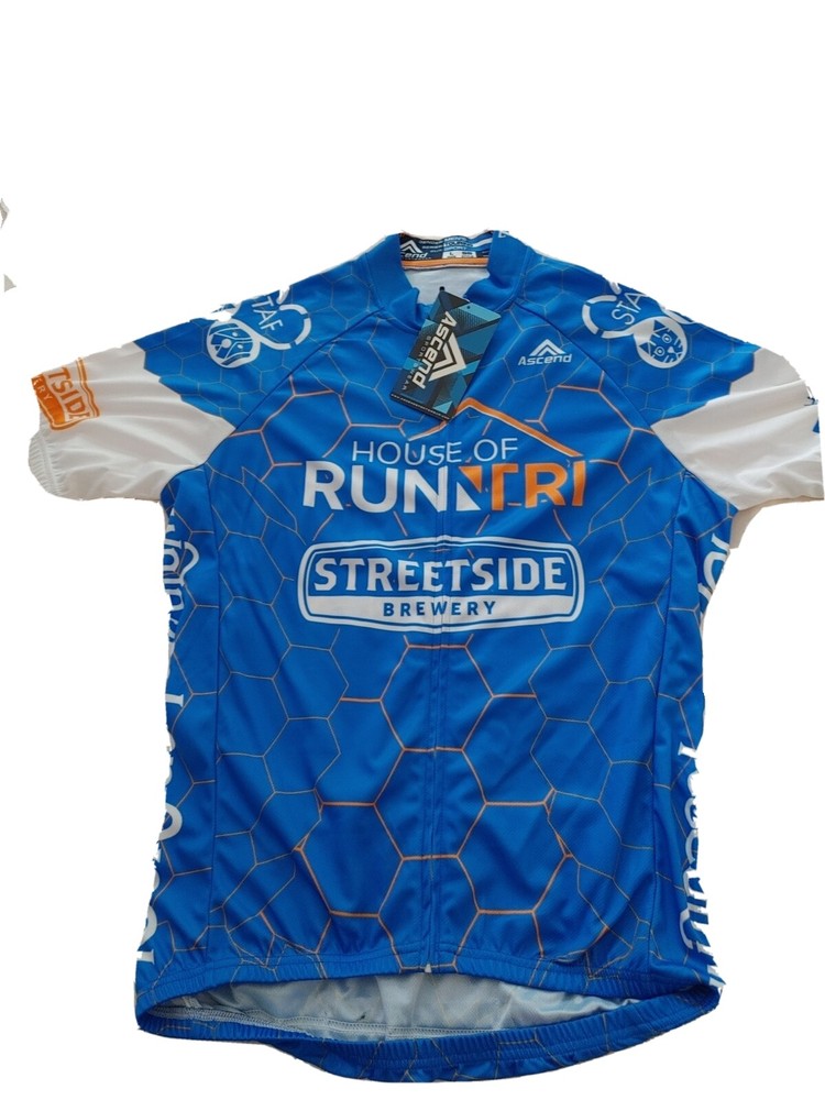 Ascend Sportswear Men's Shirt Cycling Large Style SS Blue Tusculum Touring NWT