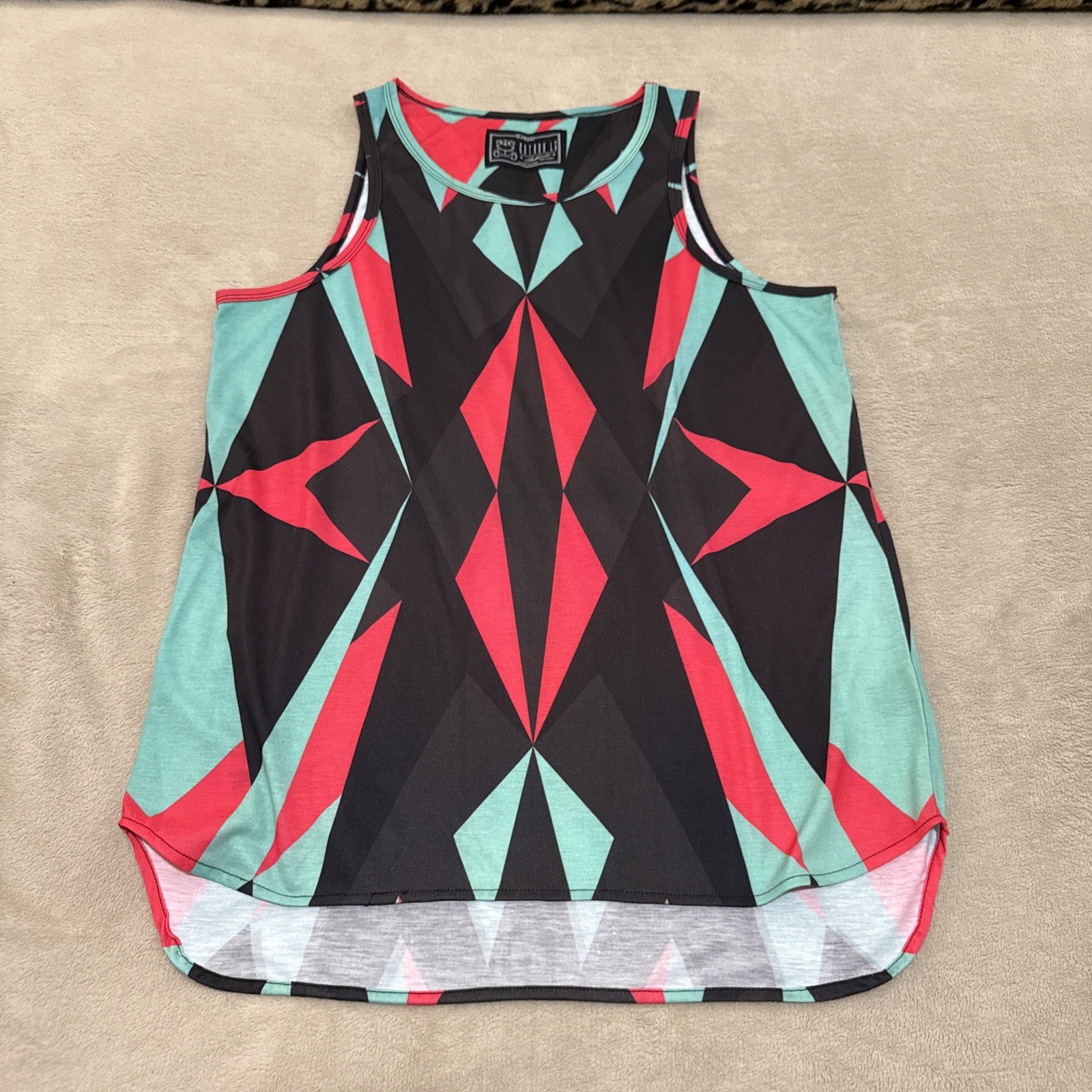 Entree LS Men’s Large Tank Top Drop Curve Bottom Crimson Infrared Red Mint Green gallery