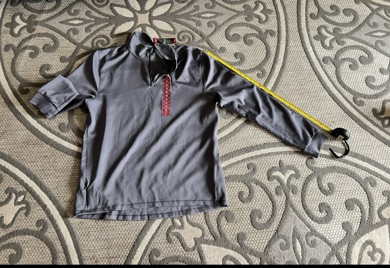 Member's Mark Men's Gray 1/4 Zip Long Sleeve Mock Neck Pullover Tee XL gallery