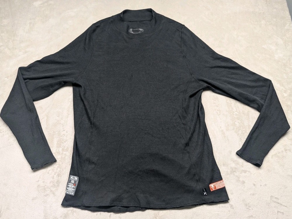 Y2k Oakley Shirt Mens XL Black Carbon X Performance Base Layer Long Sleeve #0480