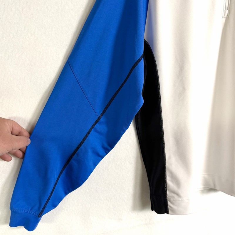 Footjoy FJ Performance Pullover Golf 1/4 Zip Shirt Mens M White Blue Colorblock gallery