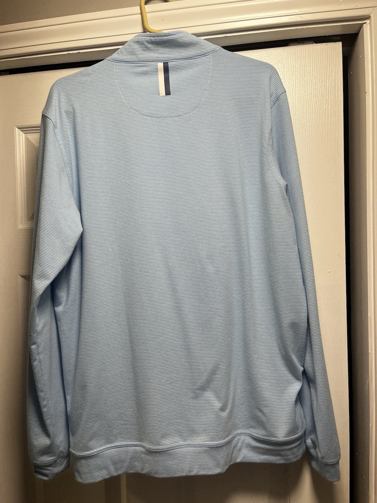 Rhoback Riva Heather Stripe Performance Q-Zip Medium, Light Blue/White gallery
