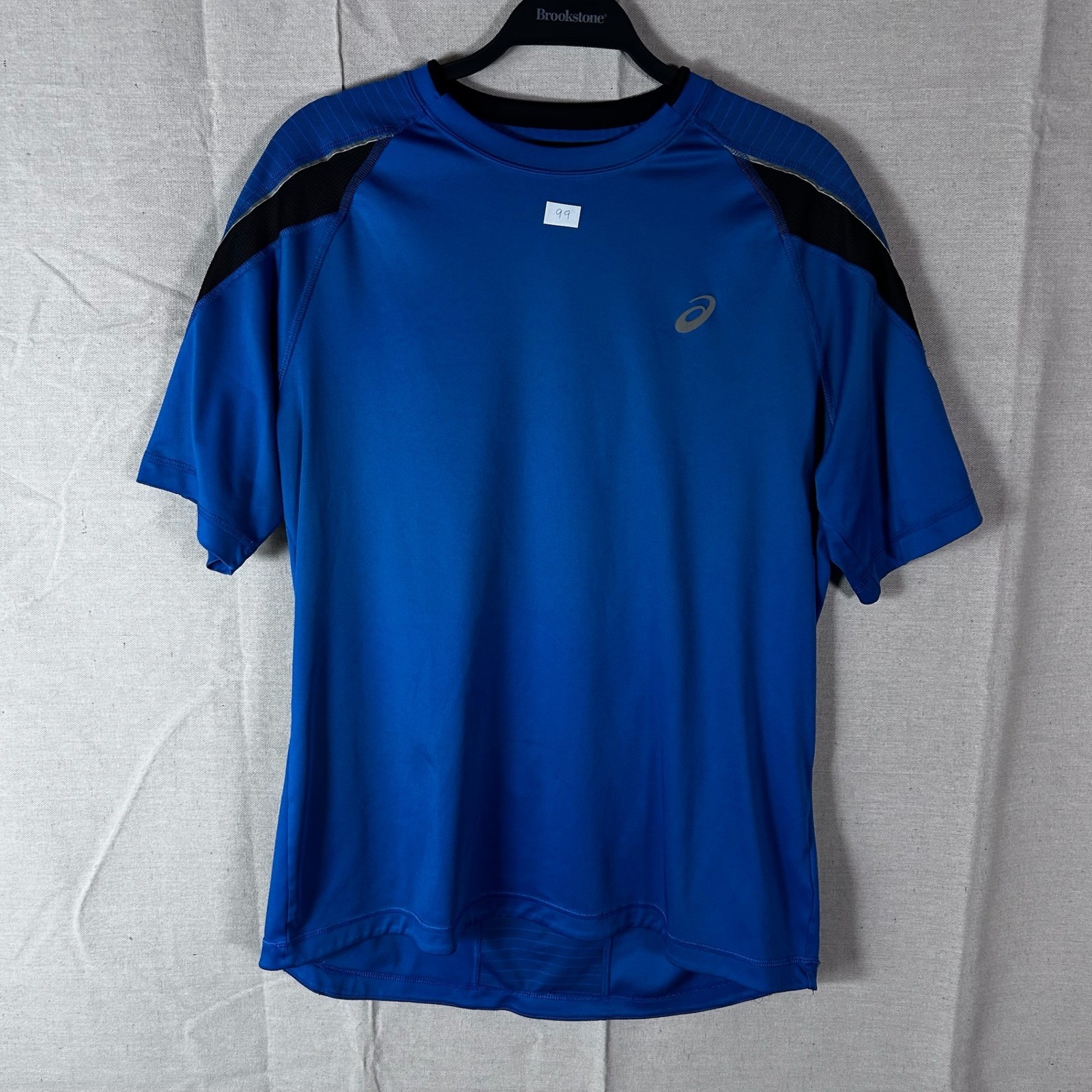 Asics Mens Blue Performance Running Shirt Short Sleeve Mesh Back Size Large gallery