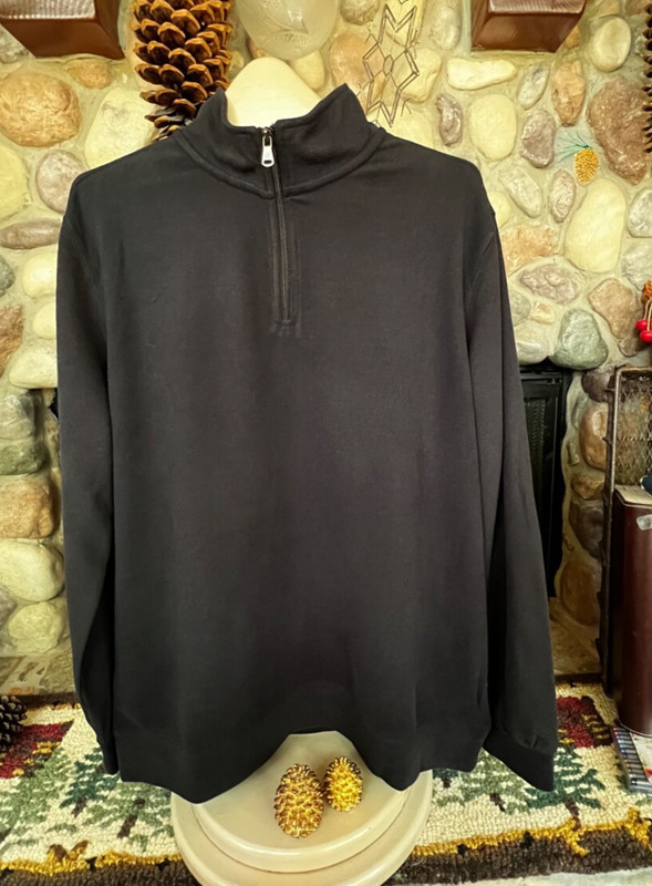 CHAPS Mens Brushed Knit Quarter Zip Soft Ribbed Texture Pullover Black SZ XL NEW gallery