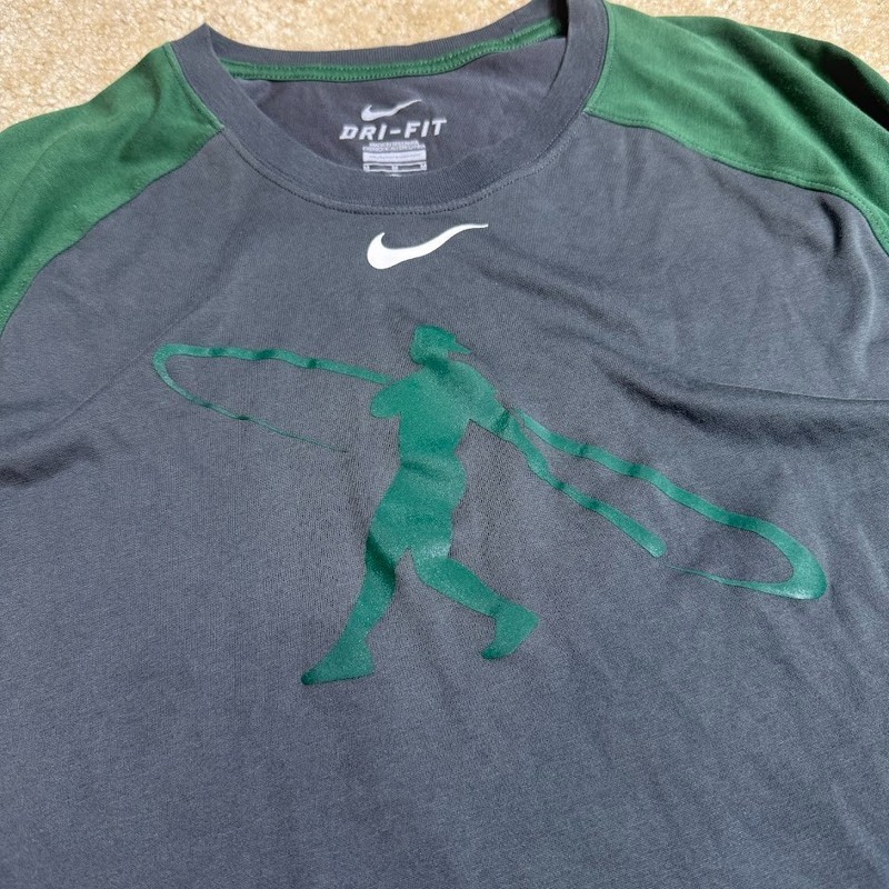 Nike Swingman Shirt Raglan Gray Green Baseball Ken Griffey Jr 3/4 Dri Fit Mens M gallery