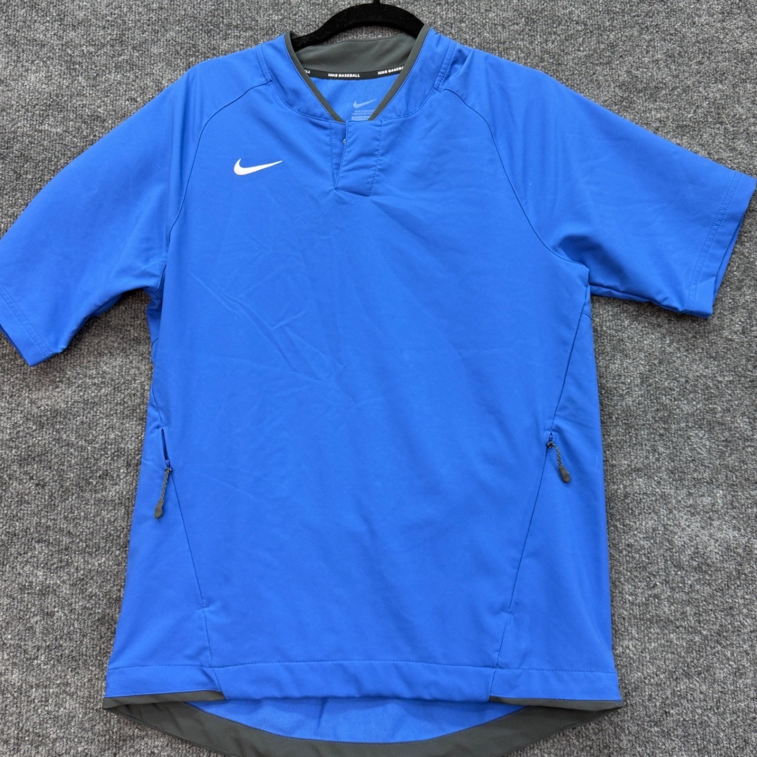 Nike Baseball Pullover Mens Small Blue Short Sleeve Snap Henley Training gallery