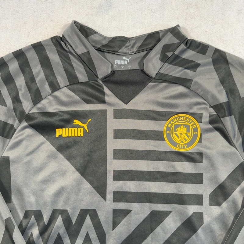PUMA Manchester City FC Sweatshirt Mens Large Pre Match Warm Up Grey Black 2022 gallery
