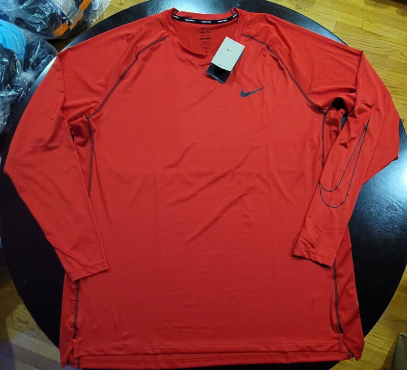 Nike Pro Men Dri-Fit Slim Longsleeve Trainng Top in Red/Black OR Red/Gray gallery