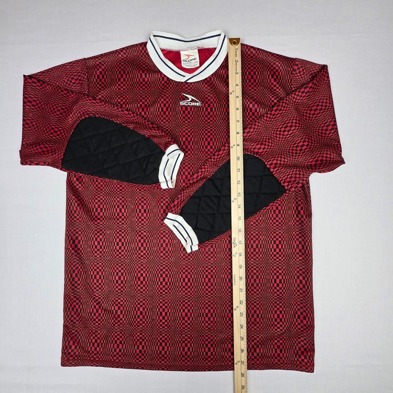 Vintage Score Goalkeeper Jersey Mens Adult Medium Red Checkered Padded gallery