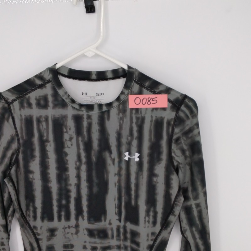 Under Armour ColdGear Men's S Gray/Black Crew Neck Long Sleeve Compression Tee gallery