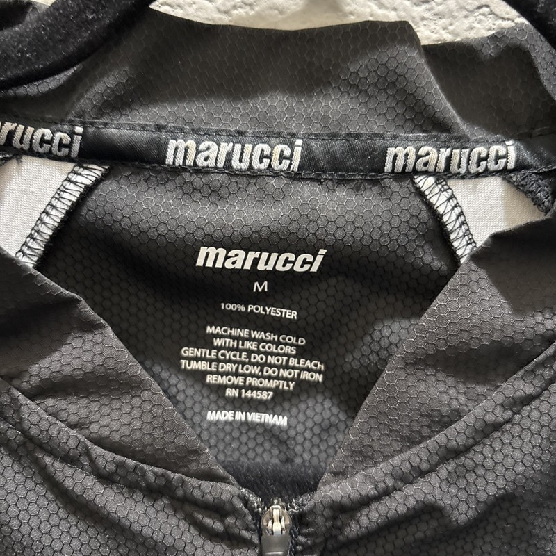 Marucci Men's Med 1/4 Zip Shirt Black/White Hem Draw String gallery