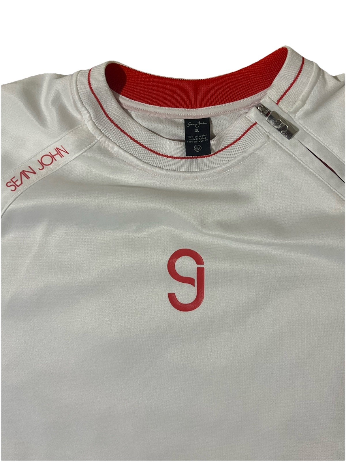 Y2K Sean John White Short Sleeve Jersey Mens Size L Light Yellow Stain On Front gallery