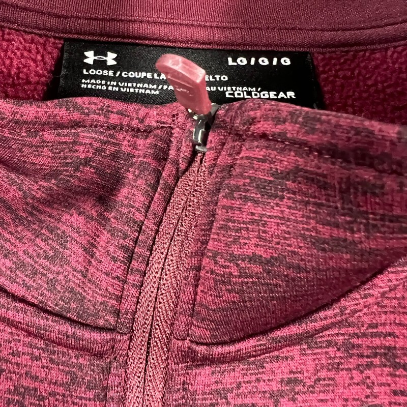 Under Armour Cold Gear Pullover Fleece Mens Large Red Purple Plum Long Slv 1/4 gallery