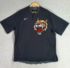 Nike Hot Baseball Jacket Mens XL Black Tiger Mascot Short Sleeve Pullover 715061