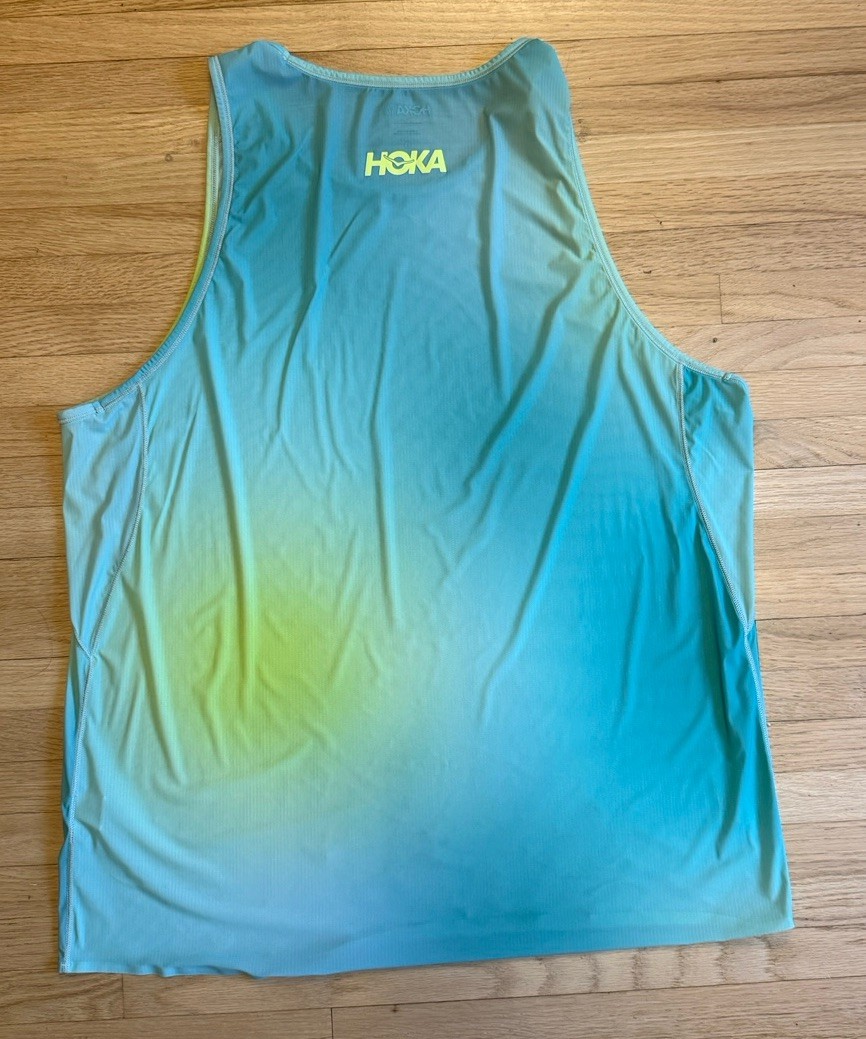 Hoka One One Running Aerolite Tank Mens L Top Green Blue Sleeveless Shirt gallery