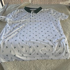 Old Navy Active Men’s L Cloud Soft Tropical Print Polo Shirt White Palm Trees