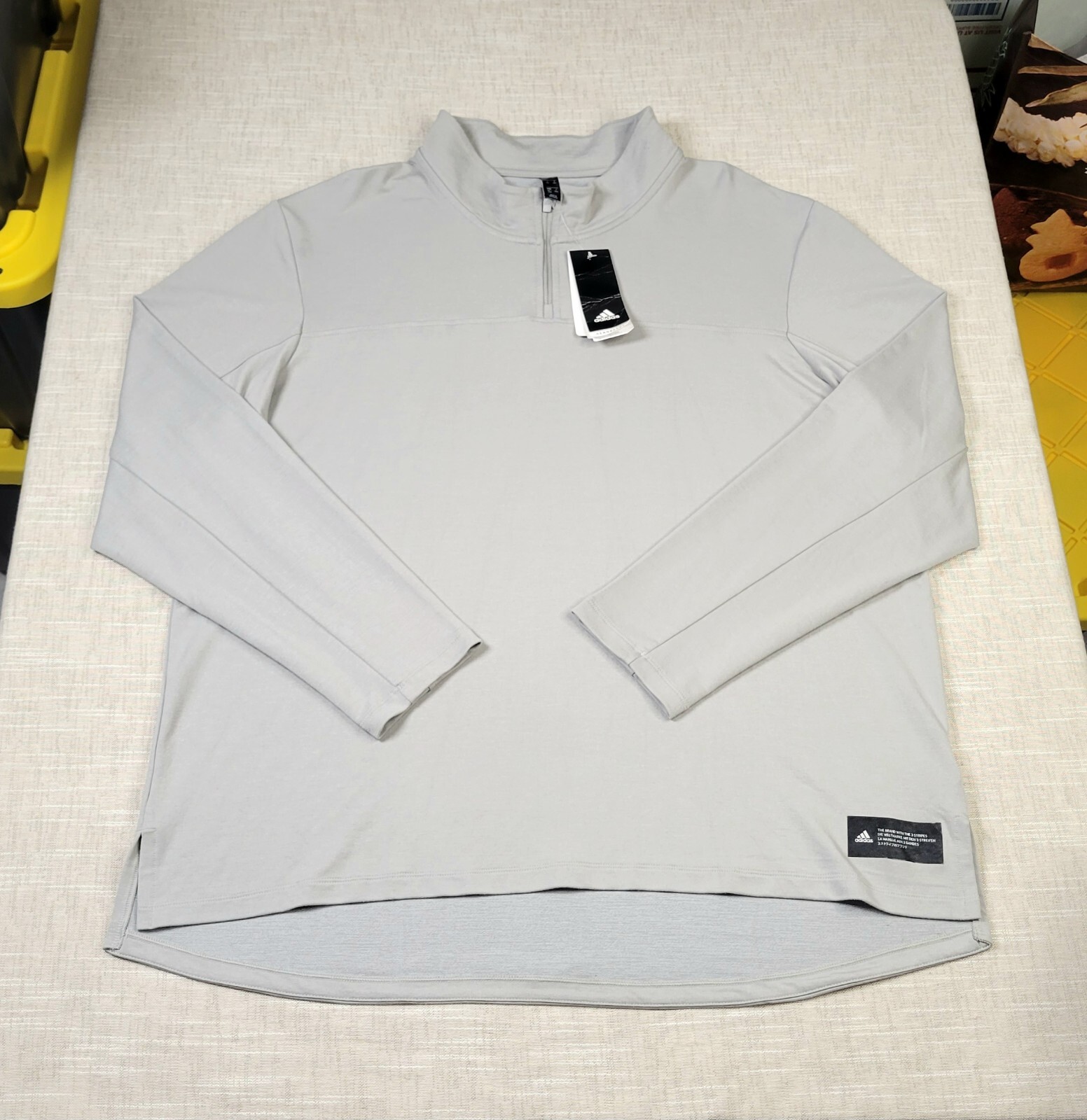 ADIDAS 1/4 Zip Pullover Sweatshirt Training Drill Top Urban Global Gray Mens 2XL gallery