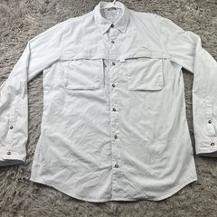 LL Bean Shirt Medium Tall White Tropicwear UPF 50+ Long Sleeve Vented 515874