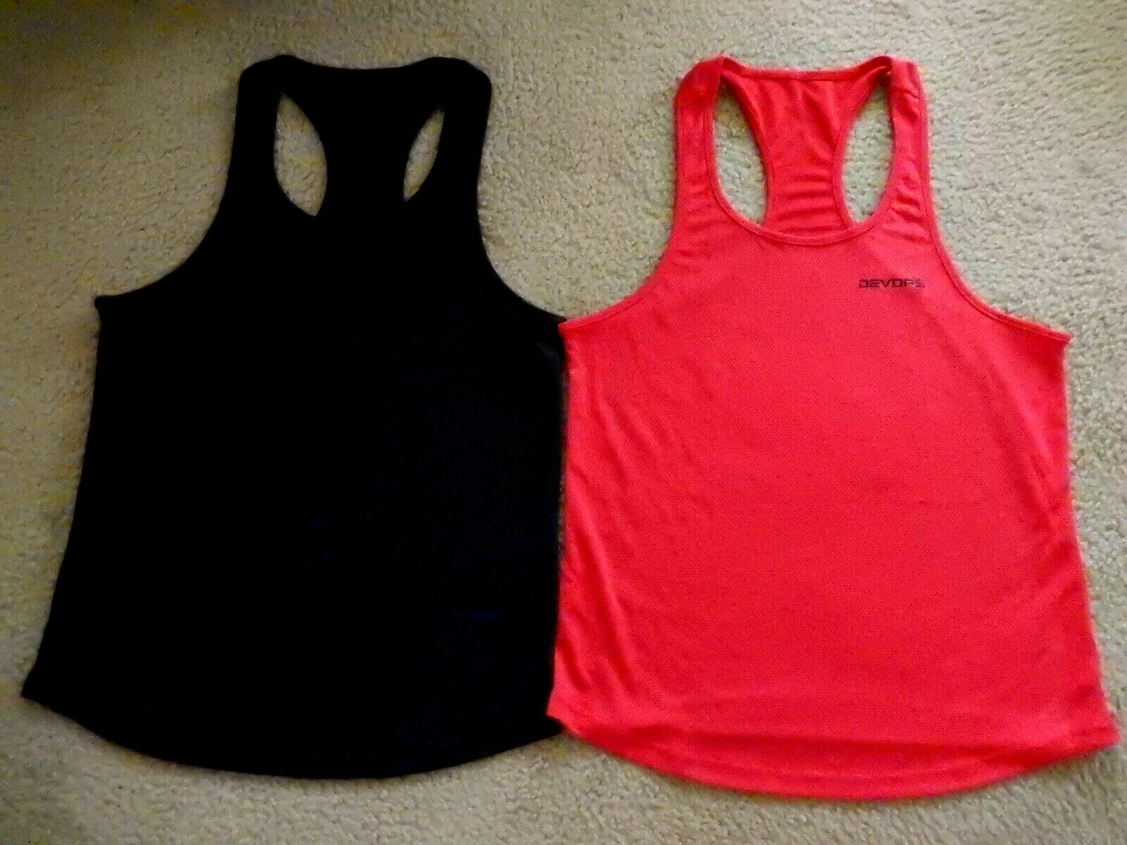 Devops Y-Back Dri Fit Tank Tops, pack of 2--S, red & black gallery