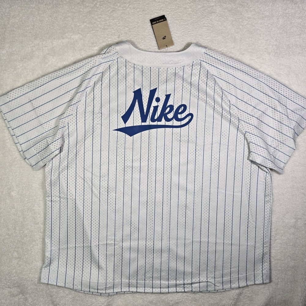 Nike Sportswear Club Mens 4XLT Baseball Jersey White Blue II4428-026 4XL Tall