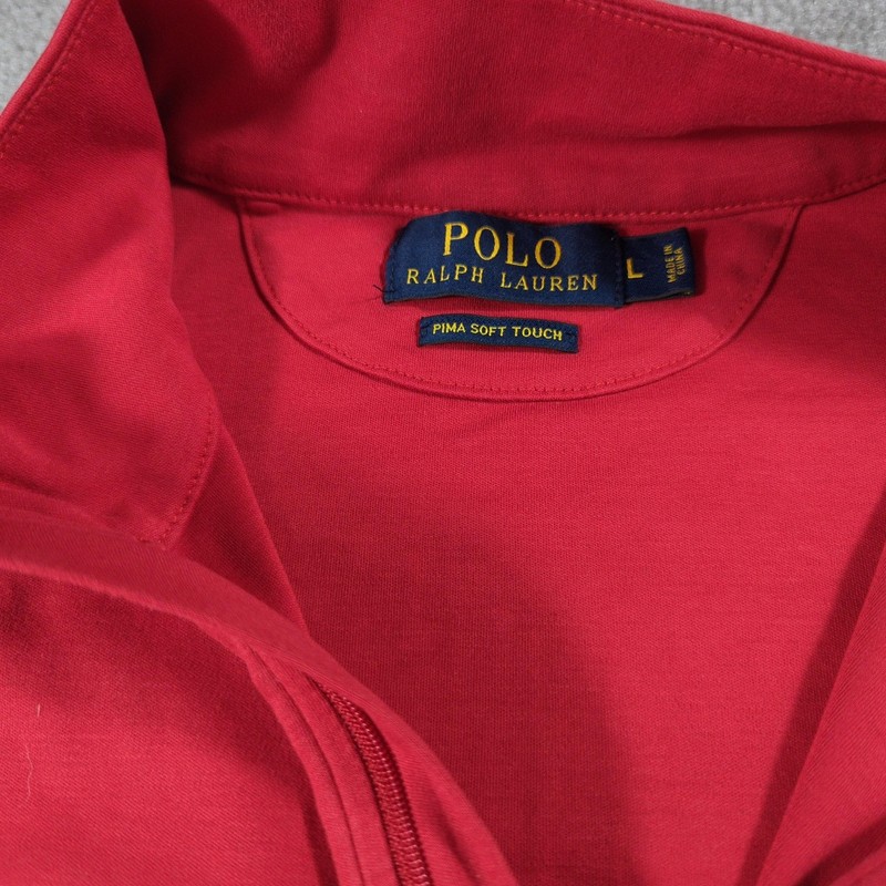 Polo Ralph Lauren Pullover Mens Large Red Pima Soft 1/4 Zip Long Sleeve Top gallery