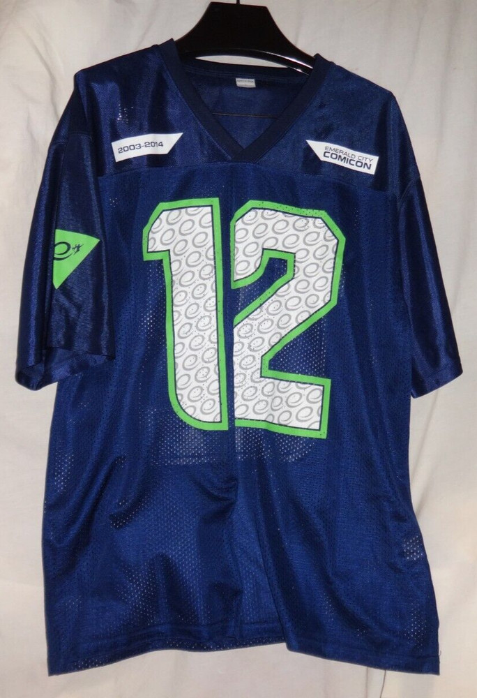 Emerald City Comic Con 12th Man Seahawks Football Jersey Sz Large
