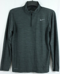 NIKE Dri-Fit Zip Neck Pullover Men’s S Dark Gray Long Sleeve Logo