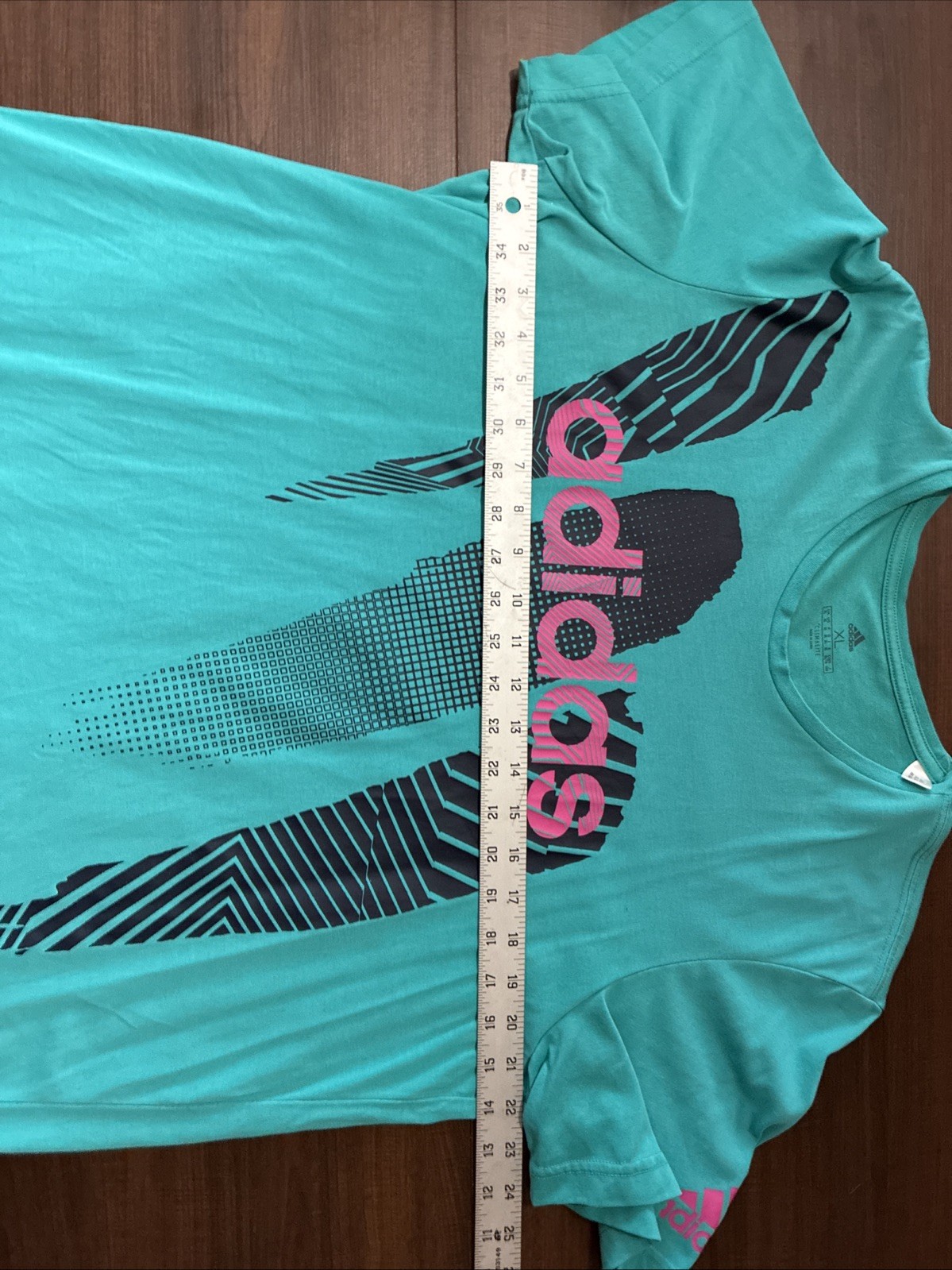 XL Adidas Cotton Men’s Graphic Tshirt with teal, pink and black colorway gallery