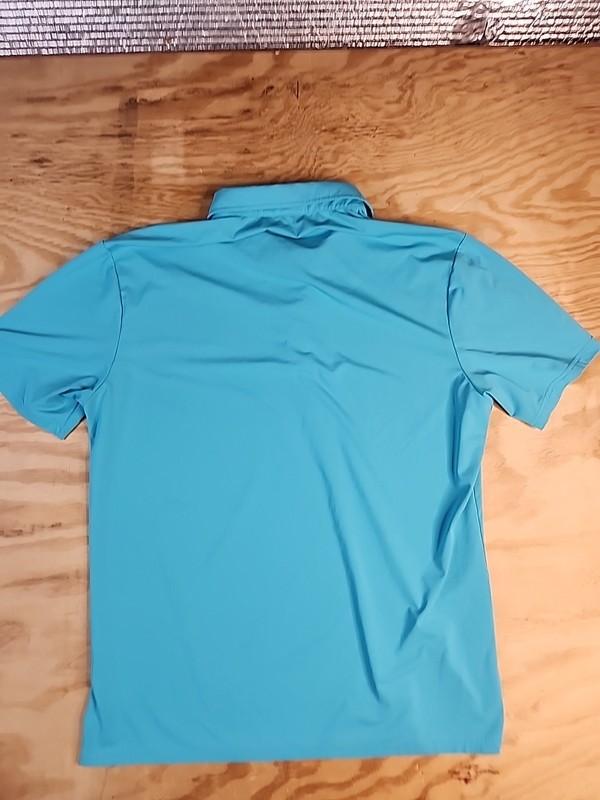 Hreski Aqua Blue Golf Polo Shirt Mens Large Lightweight Polyester Blend gallery