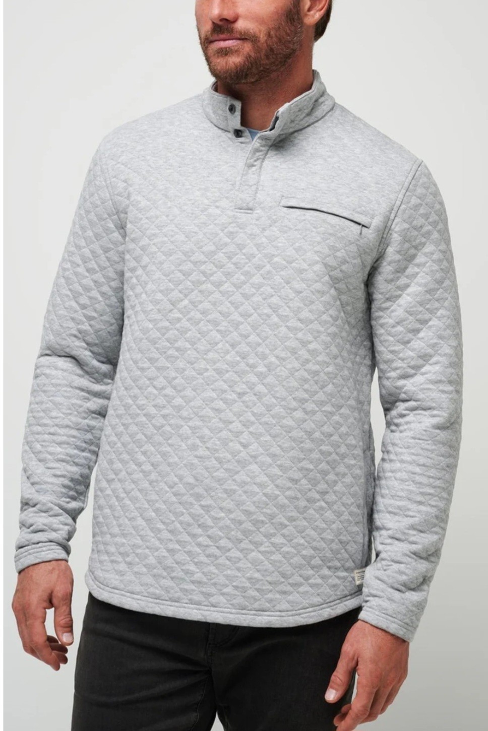 Travis Mathew Transatlantic Men's Large Quilted Sweatshirt 3 Button Gray gallery