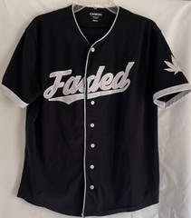 Carbon 420 Blaze It Cannabis Black White “Faded” Jersey Baseball Style Sz Small