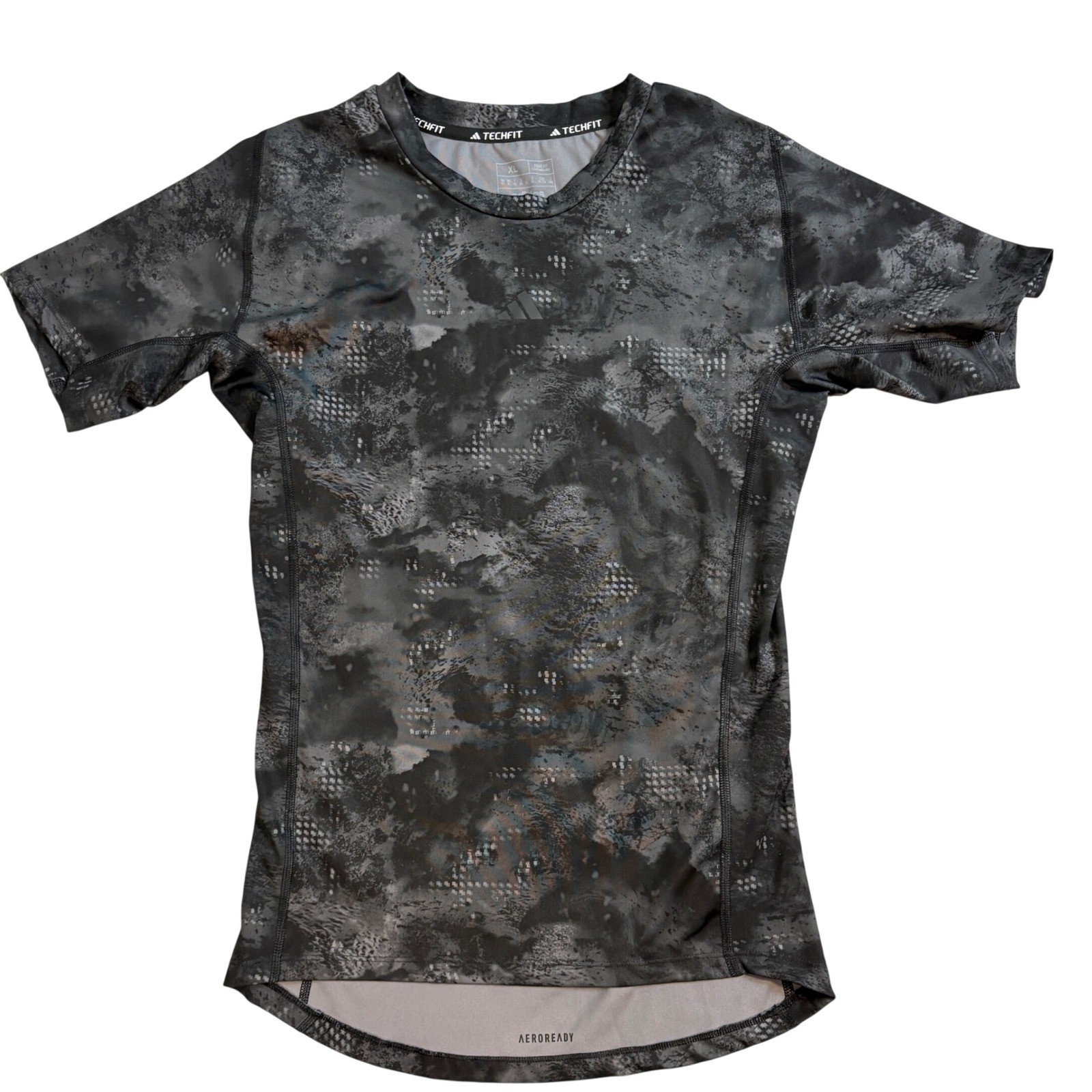 Adidas Techfit Compression Mens XL Gray Camo Short Sleeve Athletic T Shirt gallery