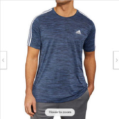 Adidas Mens Design 2 Move 3-Stripes AEROREADY Primegreen Tee (Blue Poly,S) NWT