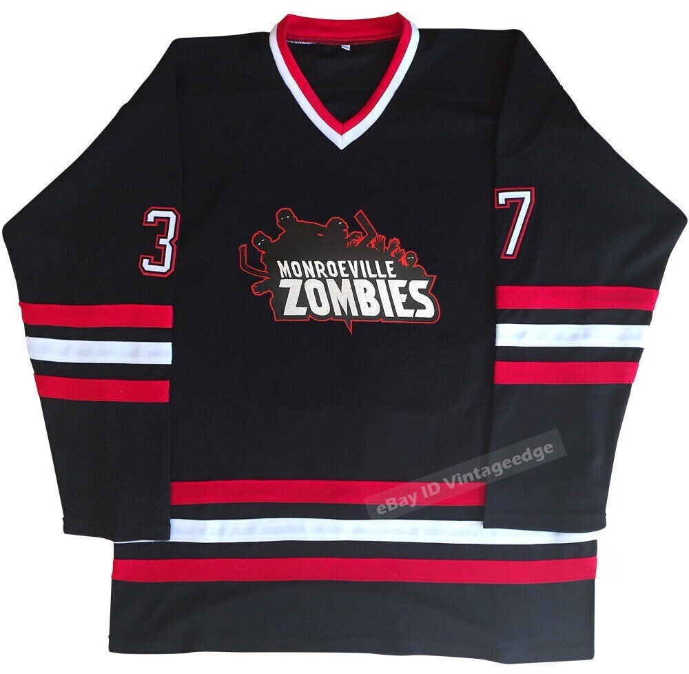 Movie Rogen Kevin Smith #37 Monroeville Zombies Hockey Jersey Sewn Halloween gallery