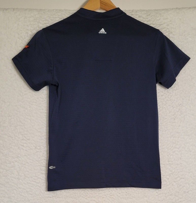 Adidas Mens ClimaCool Short Sleeve Shirt Size S Polo 1/4 Zip Blue Athletic 1518 gallery