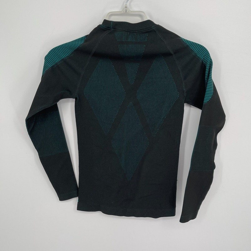 NOOYME Men's Black Teal Compression Long Sleeve Base Layer Thermal Top Size S gallery