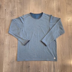LL Bean Mens L REG Slightly Fitted Long Sleeve Crew Neck Blue Shirt Top 513188
