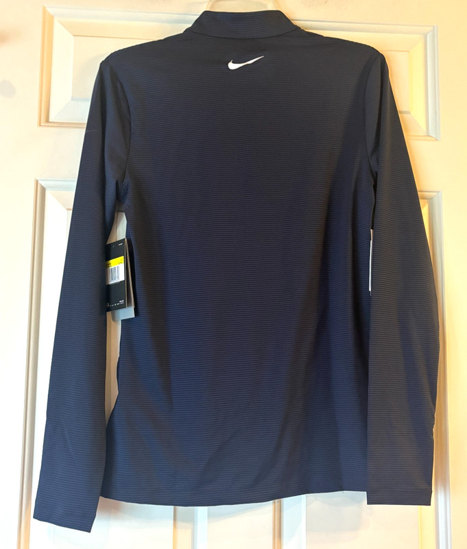 Nike Shirt Quarter Zip Blue Stripe UV PROTECTION Long Sleeve Size Womens S NWT gallery