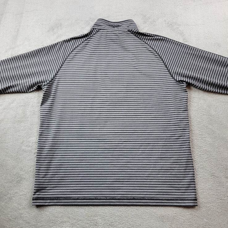 Straight Down Quarter Zip Pullover Mens Medium 1/4 Gray Stripes Performance Golf gallery