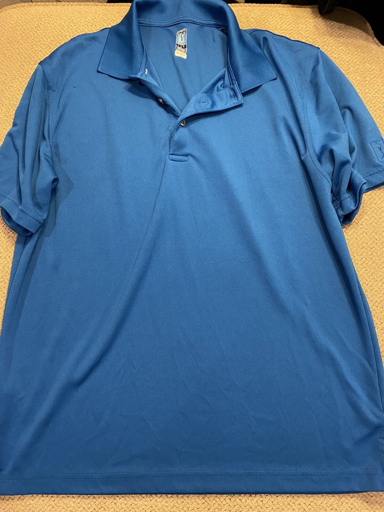 Mens PGA Tour Blue Golf Polo Shirt Air flux Large L