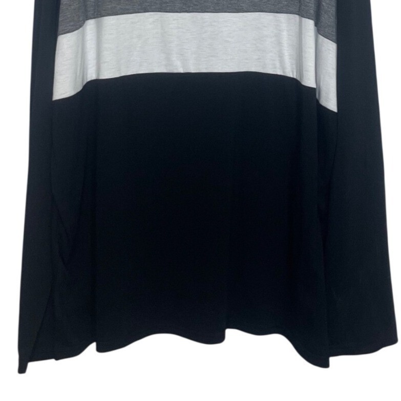 Colorblock Half-Zip Pullover Top 3X Black Gray White Long Sleeves gallery