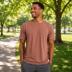 Vuori Strato Tech Tee Sable Heather Copper Performance Shirt Men’s Large
