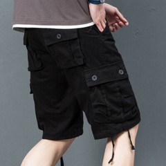 Men Cotton Cargo Shorts Half Pants Casual Baggy Summer Beach Travel Work Retro