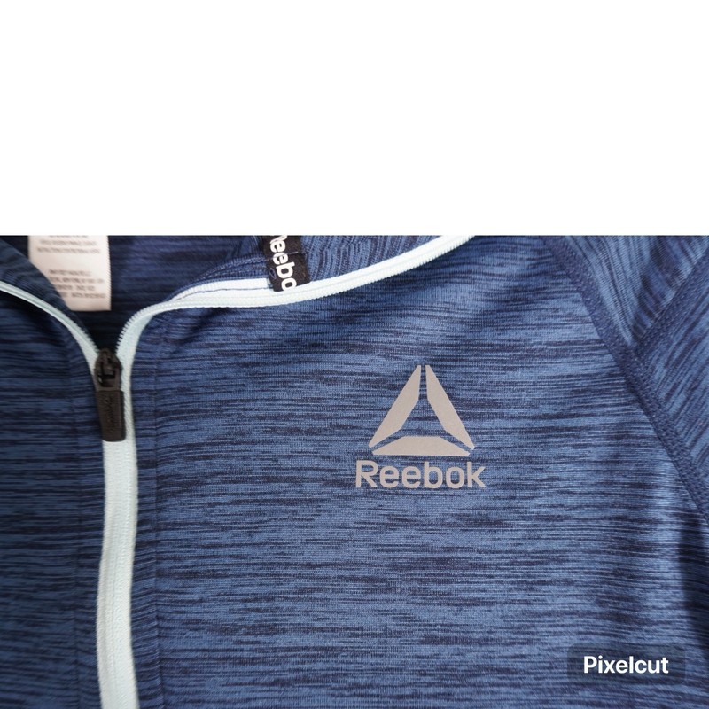 Reebok Quarter Zip Pullover Mens Medium Blue Space Dye Activewear Long Sleeve gallery