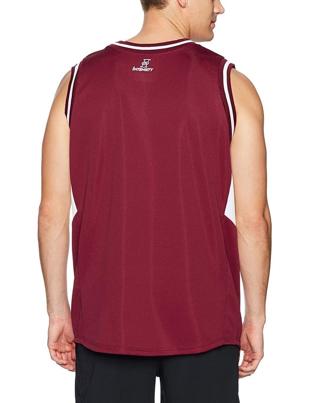 Intensity Men's Flatback Mesh Basketball Jersey, Cardinal & White, Medium gallery