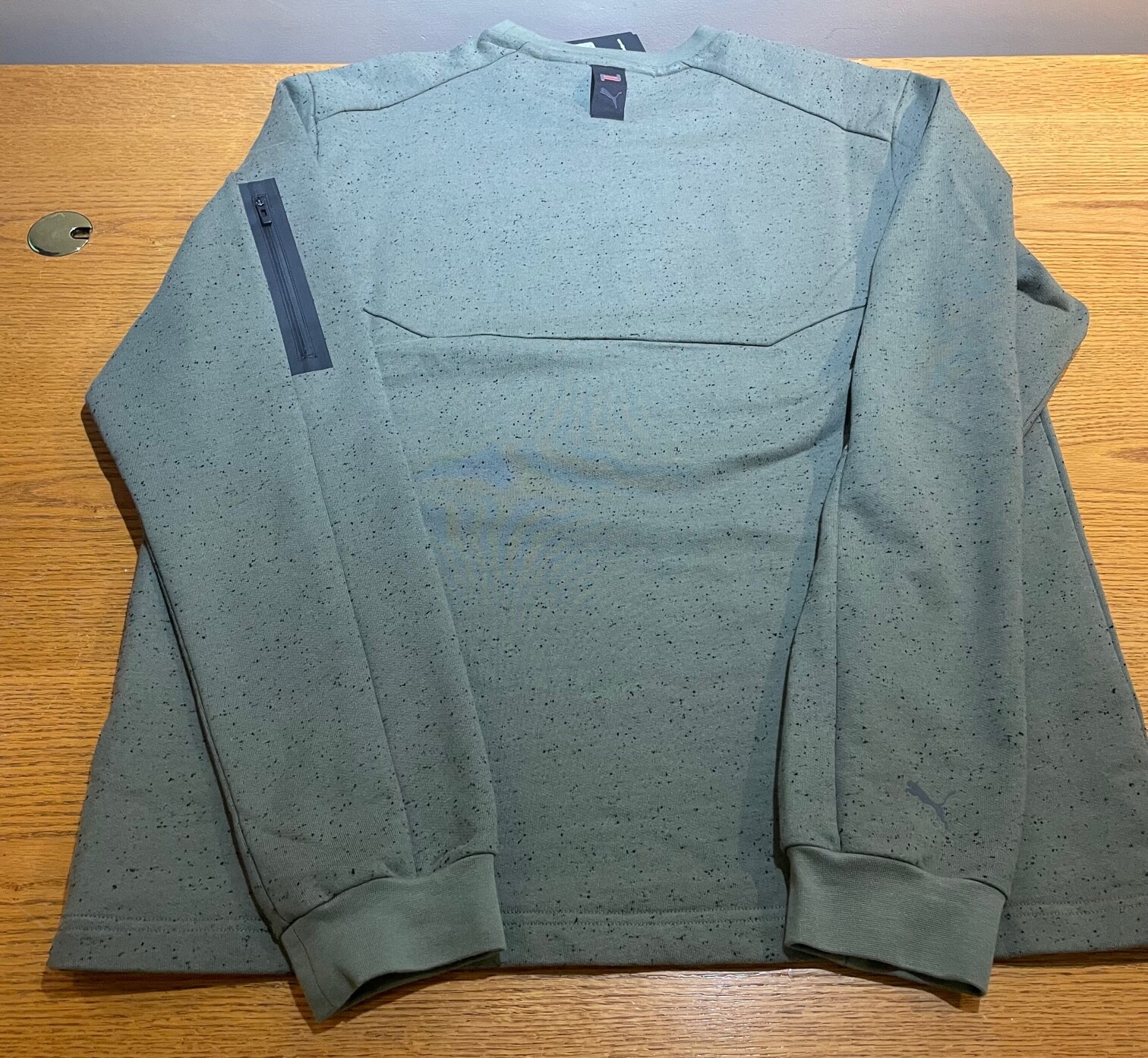New Men Porsche Design Puma Crew Neck Long Sleeve Dark Green Moss Large L gallery