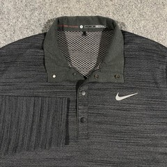 Nike Golf Tiger Woods Dri-Fit Waffle Knit Polo Sweater Adult Small Gray Striped