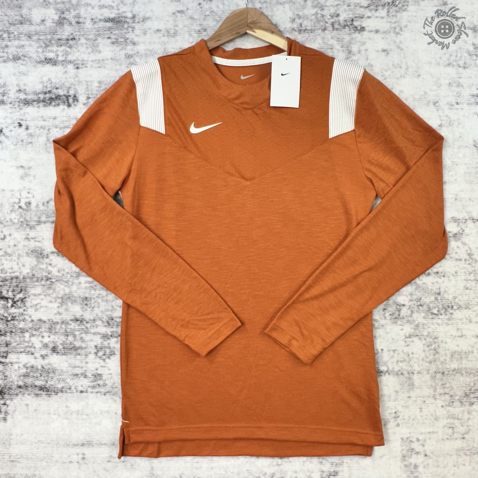NWT Nike Coaches Soccer Football Top Mens Small Orange White DJ5118-802 MSRP $60 gallery